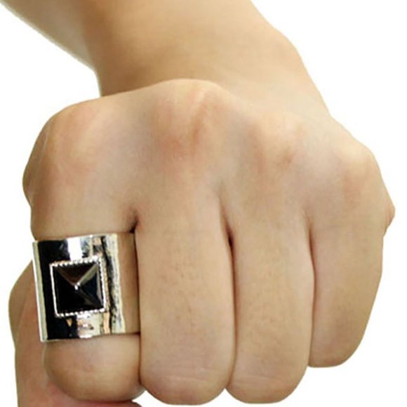 Anarchy Rings in Silver/Gunmetal - Picture 1 of 3